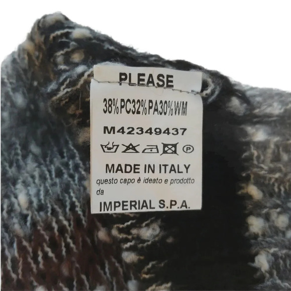 Please Dropped Shoulders Chunky Knit  Mohair Blend Striped Sweater M/L - Picture 8 of 9